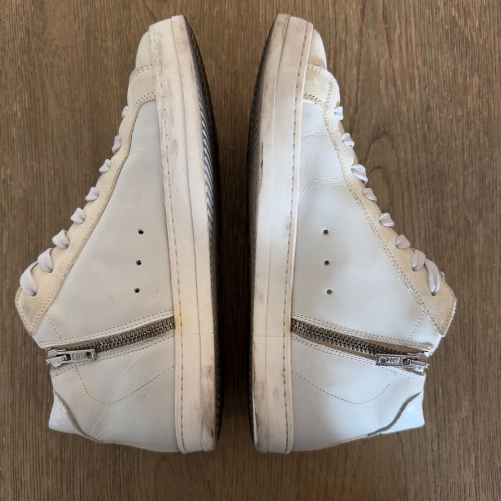 P448 White Leather John Italian Designer High Top Casual Sneakers-Size US‎ 8.5 - Picture 9 of 12